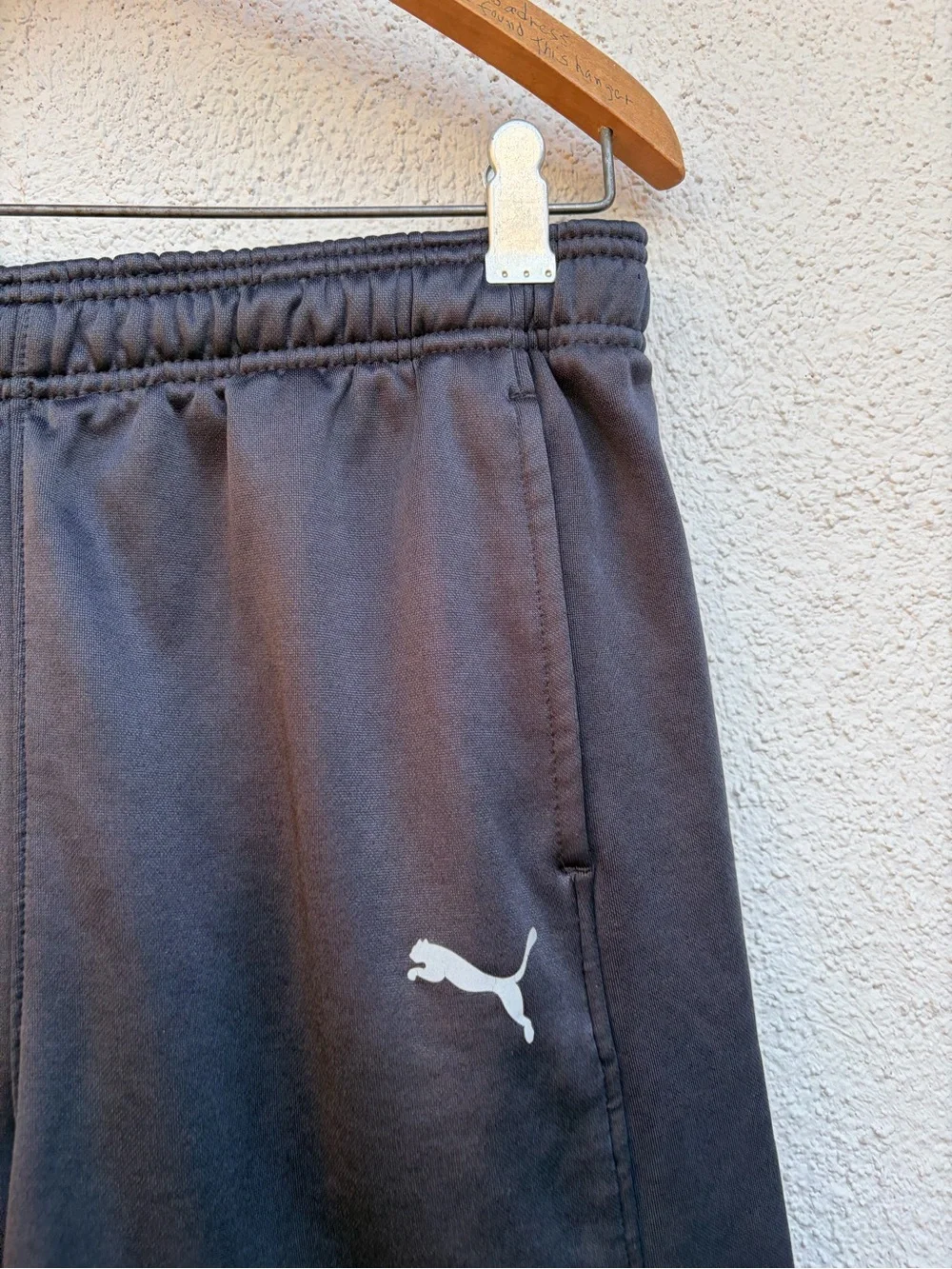 Puma Black Athletic Track Pants with Silver Logo  Kids Unisex Size XL - Picture 7 of 15